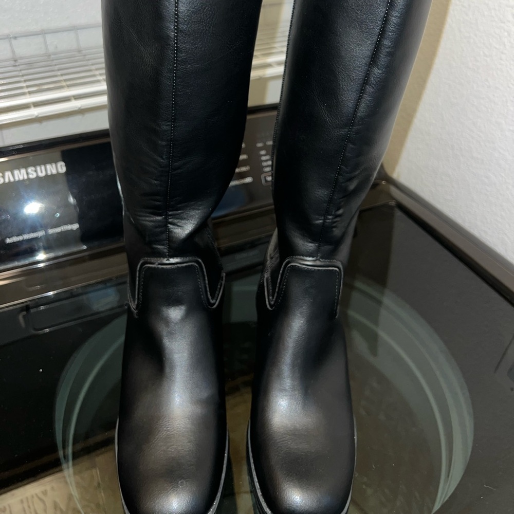 Marc Fisher Black Leather Knee-High Boots